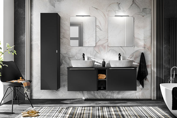 Badmöbel-Set BM18 - Santa Fe Black S - Schwarz / Matt