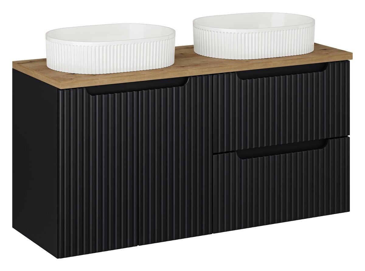 Badmöbel-Set BM63 -  Nova Black N - Schwarz / Coast Evoke Eiche