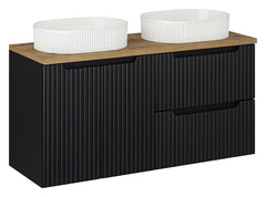 Badmöbel-Set BM63 -  Nova Black N - Schwarz / Coast Evoke Eiche