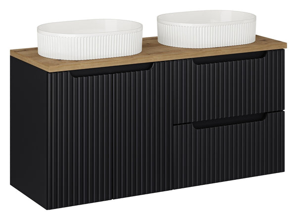 Badmöbel-Set BM63 -  Nova Black N - Schwarz / Coast Evoke Eiche