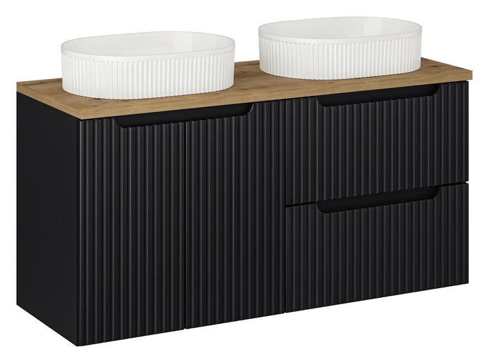 Badmöbel-Set BM63 -  Nova Black N - Schwarz / Coast Evoke Eiche