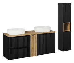 Badmöbel-Set BM50 - Nova Black N - Schwarz/ Evoke Eiche