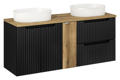 Badmöbel-Set BM60 - Nova Black N - Schwarz/ Coast Evoke Eiche