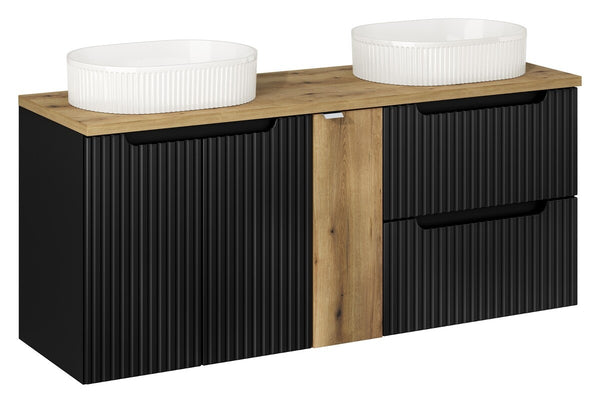 Badmöbel-Set BM60 - Nova Black N - Schwarz/ Coast Evoke Eiche