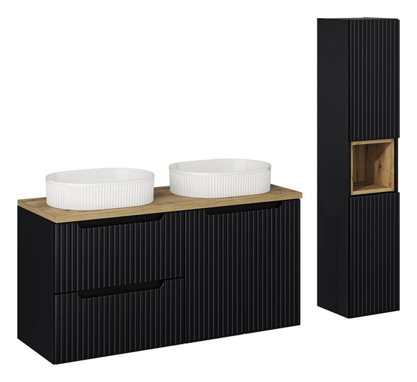 Badmöbel-Set BM53 - Nova Black N - Schwarz / Coast Evoke Eiche