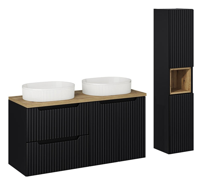 Badmöbel-Set BM53 - Nova Black N - Schwarz / Coast Evoke Eiche