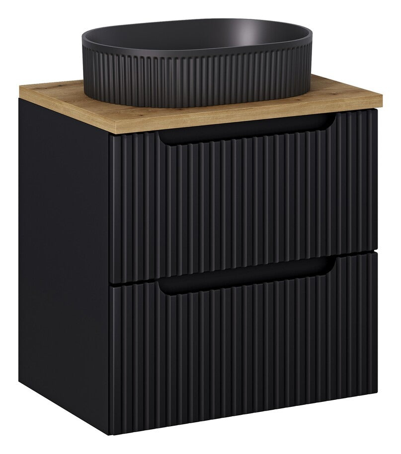 Badmöbel-Set BM67 -  Nova Black N - Schwarz / Coast Evoke Eiche