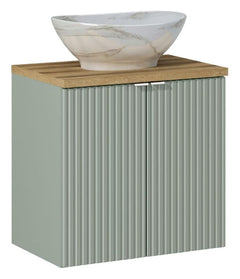 Badmöbel-Set BM85 - Line Reed Green L - Schilfgrün / Coast Evoke Eiche