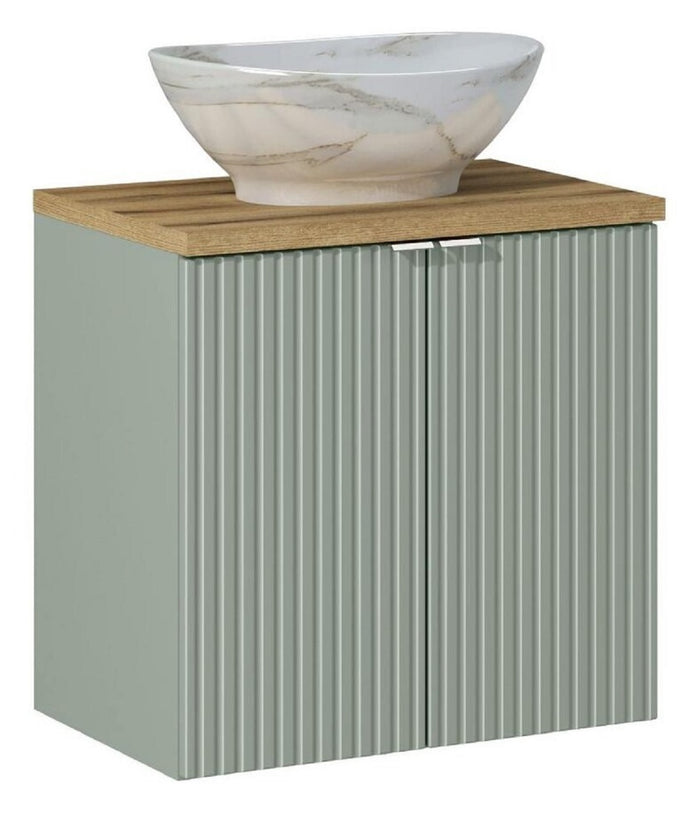 Badmöbel-Set BM85 - Line Reed Green L - Schilfgrün / Coast Evoke Eiche