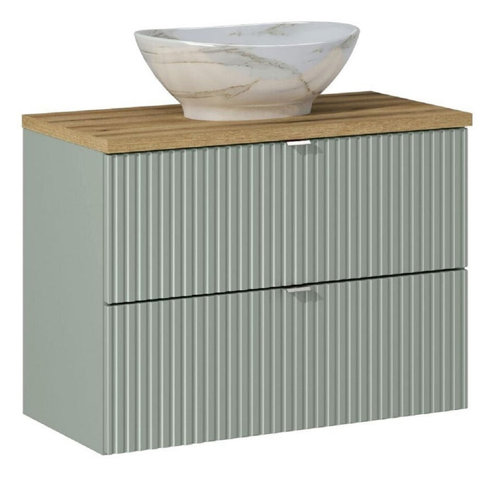 Badmöbel-Set BM79 - Line Reed Green L - Schilfgrün / Coast Evoke Eiche