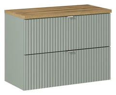 Waschbeckenunterschrank BM94 - Line Reed Green L - Schilfgrün /Coast Evoke Eiche