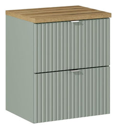 Waschbeckenunterschrank BM94 - Line Reed Green L - Schilfgrün /Coast Evoke Eiche