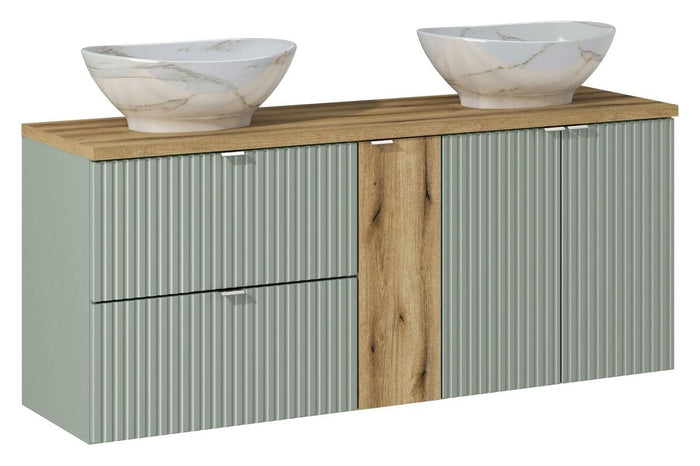 Badmöbel-Set BM77 - Line Reed Green L - Schilfgrün / Coast Evoke Eiche