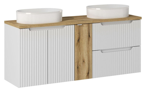 Badmöbel-Set BM33 - Nova White N - Weiß Matt/Coast Evoke Eiche