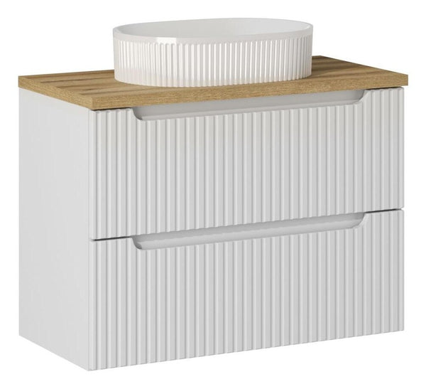 Badmöbel-Set BM37 -  Nova White N  - Weiß Matt / Coast Evoke Eiche