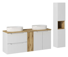 Badmöbel-Set BM29 - Nova White N - Weiß Matt/Coast Evoke Eiche