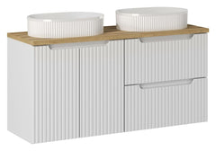 Badmöbel-Set BM35 - Nova White N - Weiß Matt/Coast Evoke Eiche