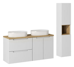 Badmöbel-Set BM24 - Nova White N - Weiß Matt/Coast Evoke Eiche