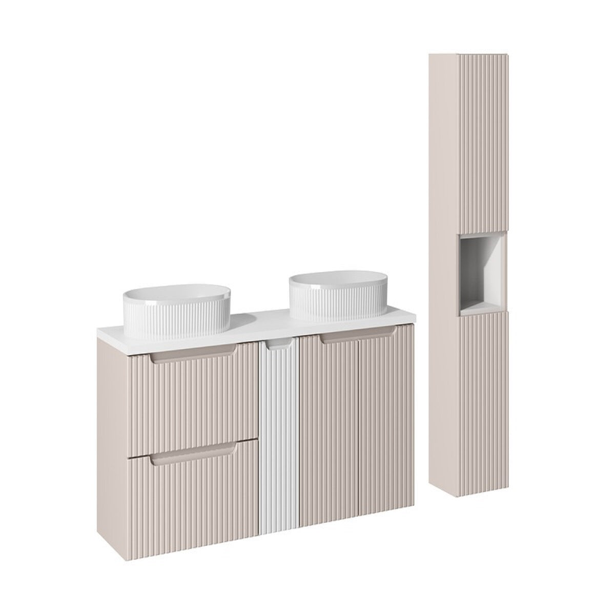 Badmöbel-Set BM146 - Nova Cashmere N - Kaschmir Matt / Coast Evoke Eiche
