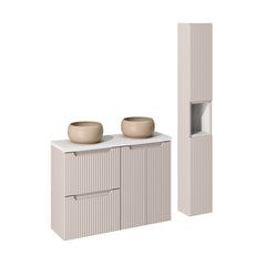 Badmöbel-Set BM148 - Nova Cashmere N - Kaschmir Matt / Coast Evoke Eiche