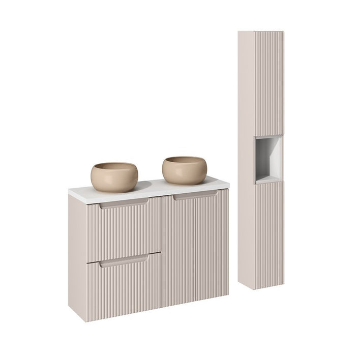 Badmöbel-Set BM148 - Nova Cashmere N - Kaschmir Matt / Coast Evoke Eiche