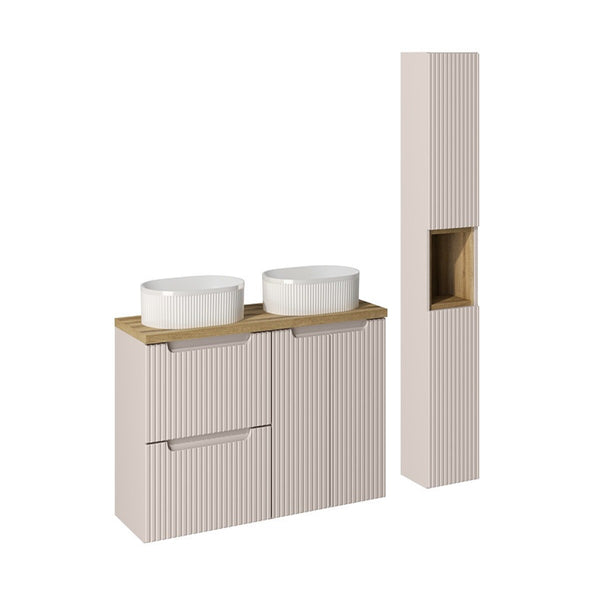 Badmöbel-Set BM141 - Nova Cashmere N - Kaschmir Matt / Coast Evoke Eiche