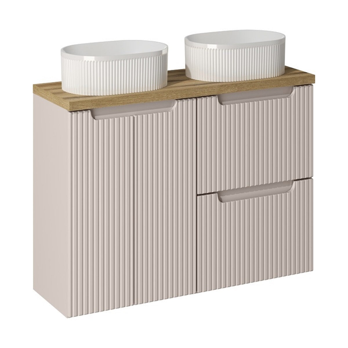 Badmöbel-Set BM143- Nova Cashmere N - Kaschmir Matt / Coast Evoke Eiche