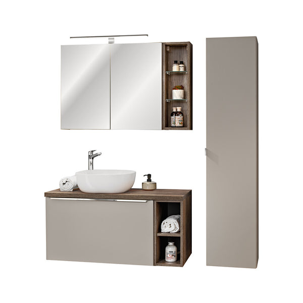 Badmöbel-Set BM34 - Santa Fe Taupe S - Clay Grey/Santa Fe Vintage Oak