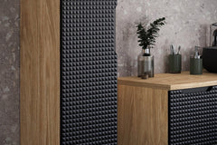 Badmöbel-Set BM108 - Luxor Black L - Schwarz/Geölte Eiche