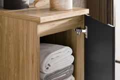 Badmöbel-Set BM108 - Luxor Black L - Schwarz/Geölte Eiche