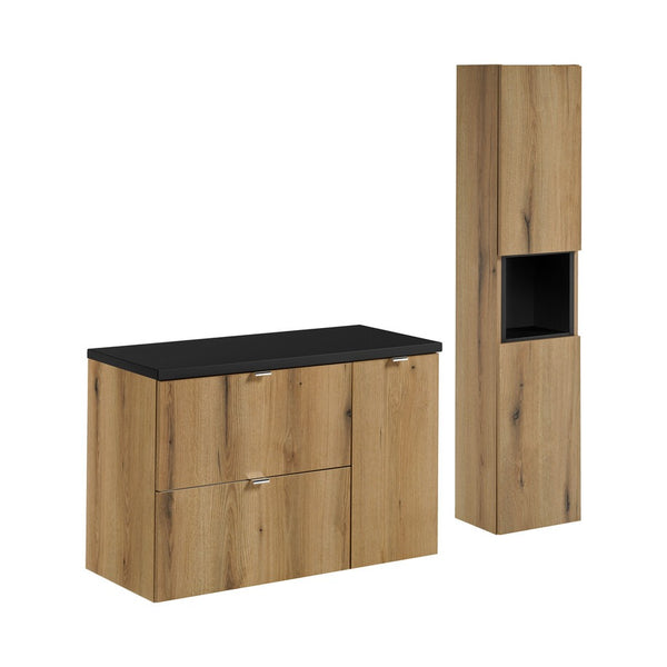 Badmöbel-Set BM251 - Nova Oak N - Coast Evoke Oak / Schwarz Matt