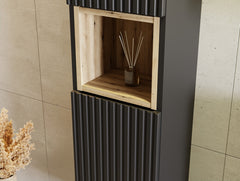 Badmöbel-Set BM50 - Nova Black N - Schwarz/ Evoke Eiche