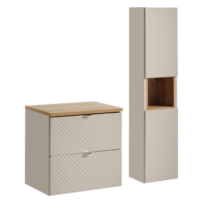 Badmöbel-Set BM270 -  Viva Cashmere V  - Kaschmir Matt/ Evoke Eiche