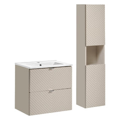 Badmöbel-Set BM280 -  Viva Cashmere V  -  Kaschmir Matt/ Evoke Eiche