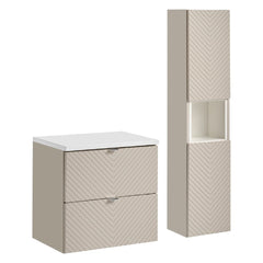 Badmöbel-Set BM270 -  Viva Cashmere V  - Kaschmir Matt / Weiß Matt