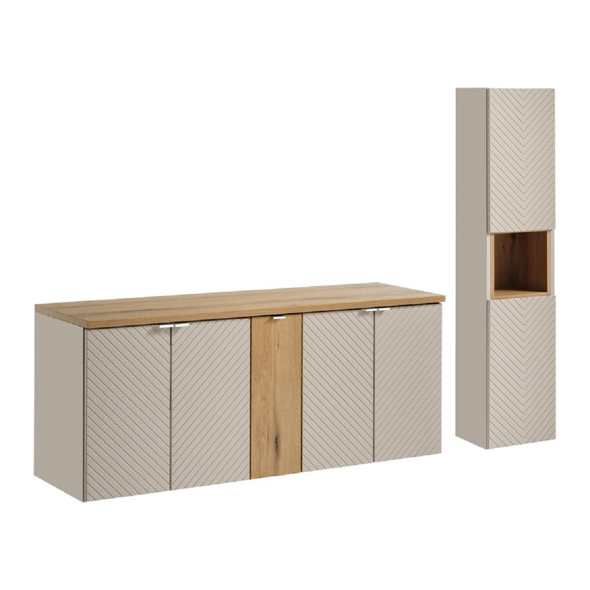 Badmöbel-Set BM271 -  Viva Cashmere V  -  Evoke Oak/KaschmirMatt