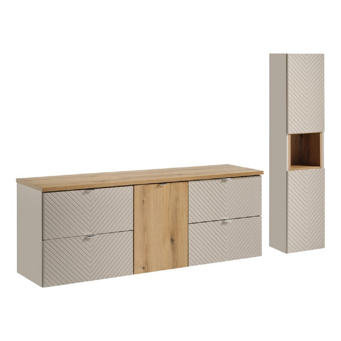 Badmöbel-Set BM272 -  Viva Cashmere V  -  Kaschmir Matt/ Evoke Eiche