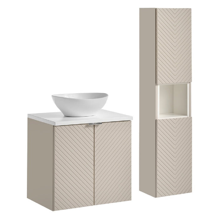 Badmöbel-Set BM162 -  Viva Cashmere V  -  Weiß Matt/Kaschmir Matt
