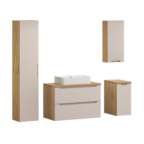 Badmöbel-Set BM142 - Luxor Beige L -Eiche geölt / Beige