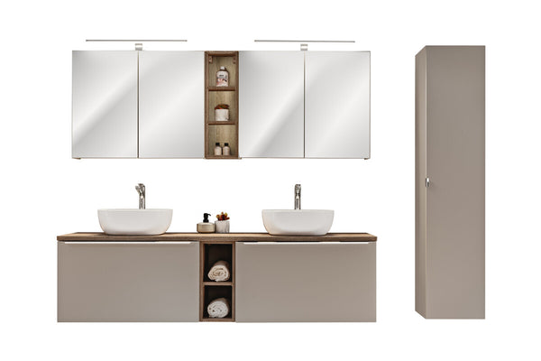 Badmöbel-Set BM32 - Santa Fe Taupe S - Clay Grey/Santa Fe Vintage Oak