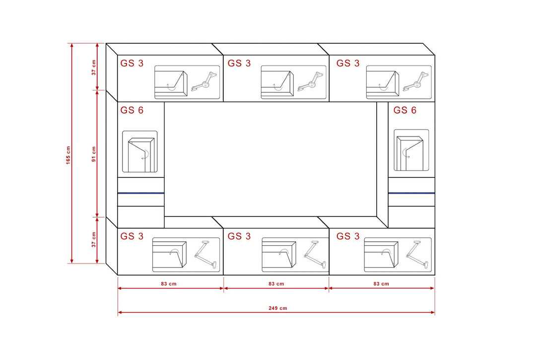 Wohnwand - Zeitgemäßes Design in Premium-Qualität - Premium-Qualität - Moderne Eleganz - Stimmungsvolle Beleuchtung - Milaros Markt