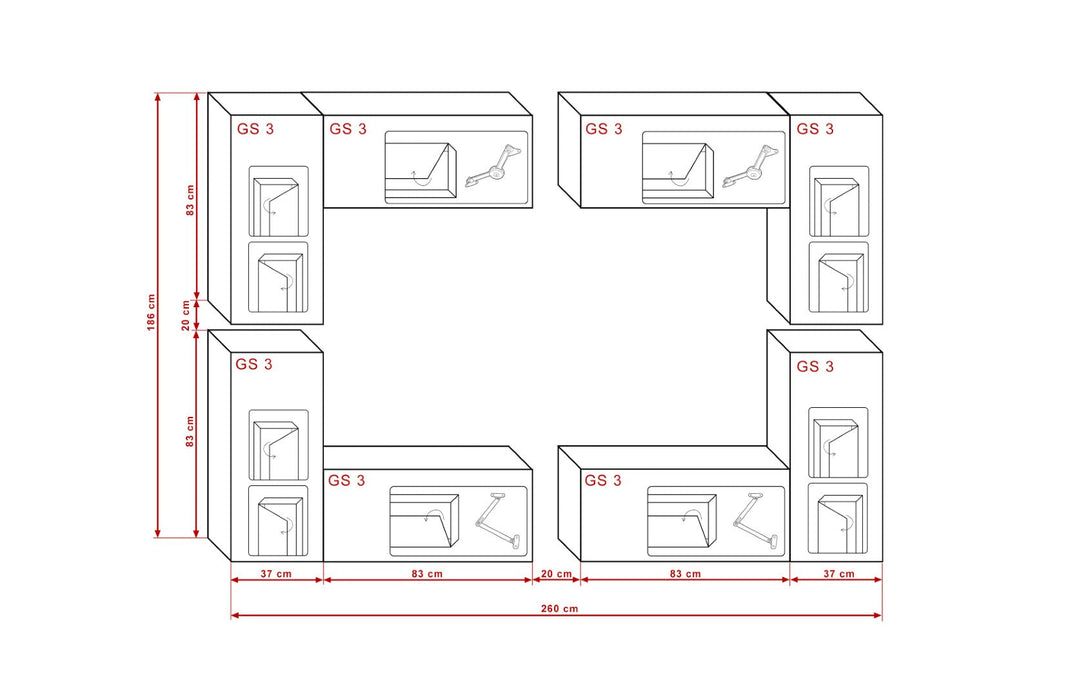 Exklusive Wohnwand: Modernes Design, Erstklassige Qualität (Komplett Set, LUXUS Serie) - Milaros Markt