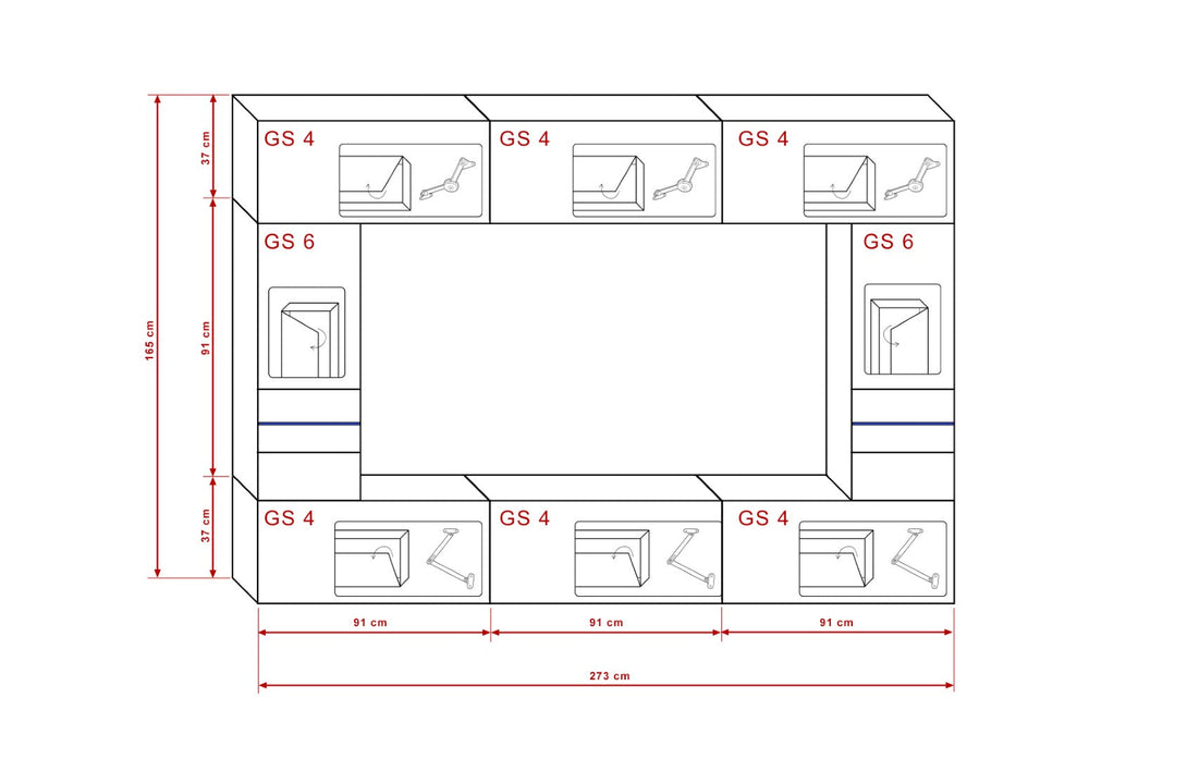 Wohnwand - Zeitgemäßes Design in Premium-Qualität - Premium-Qualität - Moderne Eleganz - Stimmungsvolle Beleuchtung - Milaros Markt