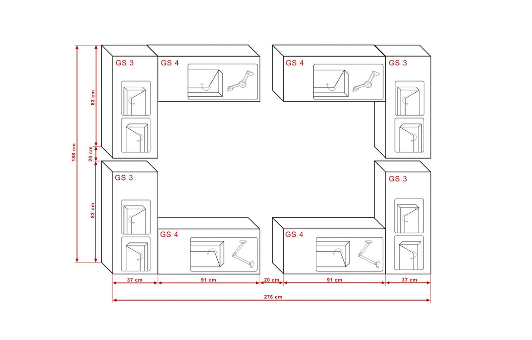Exklusive Wohnwand: Modernes Design, Erstklassige Qualität (Komplett Set, LUXUS Serie) - Milaros Markt