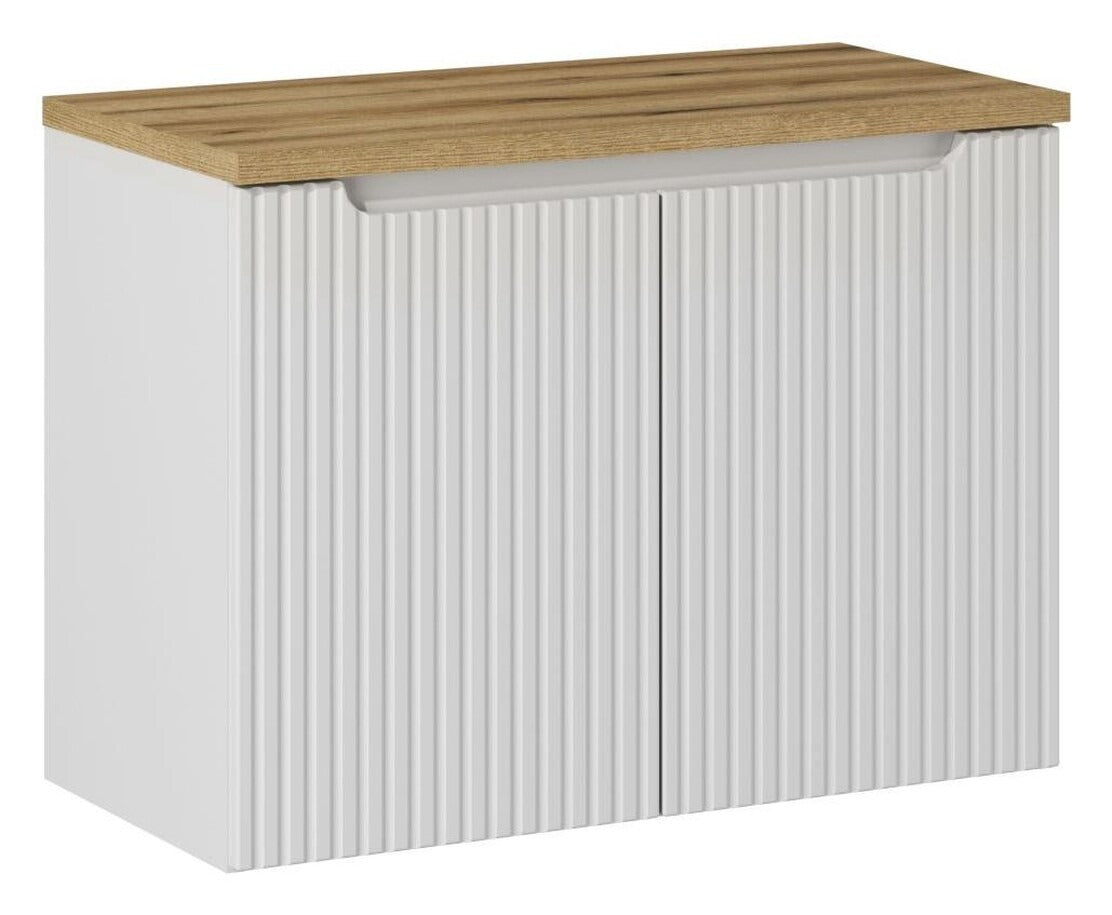 Waschbeckenunterschrank BM103-  Nova White N  - Weiß Matt / Coast Evoke Eiche