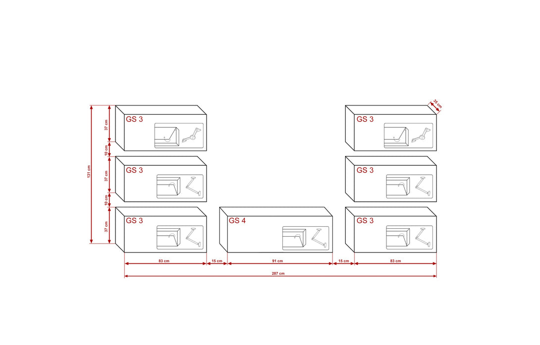 Henri N72 - Hochwertige Wohnwand: Premium Material für dein Wohnzimmer - (Komplett Set, 8-St., Premium Wohnwand) - Milaros Markt