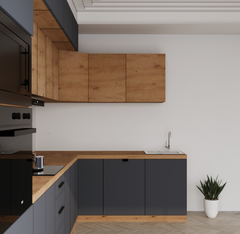 Winkelküche - Langen KL10-M360- Grau / Artisan Eiche