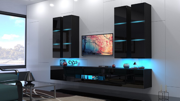 Wohnwand Premium-Design: Moderne Wohnwand - (Komplett Set, 7-St., Premium Material) - Milaros Markt