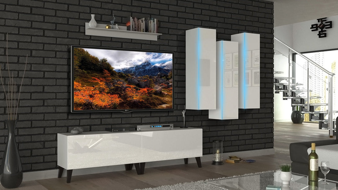 Wohnwand - Stilvoll wohnen / Premium-Designs für moderne Wohnzimmer. ( Komplett Set 6 -St. Premium - Timon N47 ) - Milaros Markt