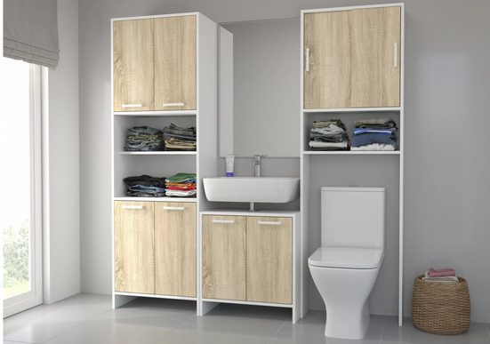 Badmöbel-Set - Lemia - Praktisches und einzigartiges Design, passend für jedes Badezimmer. - Milaros Markt